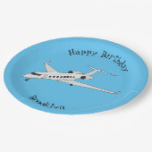 プライベートジェット漫画イラストレーション ペーパープレート (アングル)