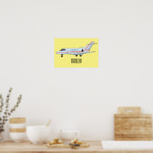 プライベートジェット漫画イラストレーション ポスター (キッチン)