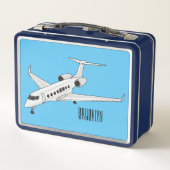 プライベートジェット漫画イラストレーション メタルランチボックス (裏面)