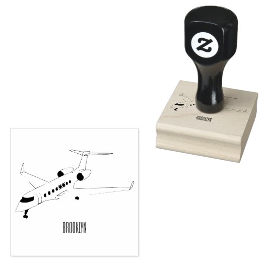 プライベートジェット漫画イラストレーション ラバースタンプ (押印)