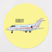 プライベートジェット漫画イラストレーション ラベル (デザイン2)