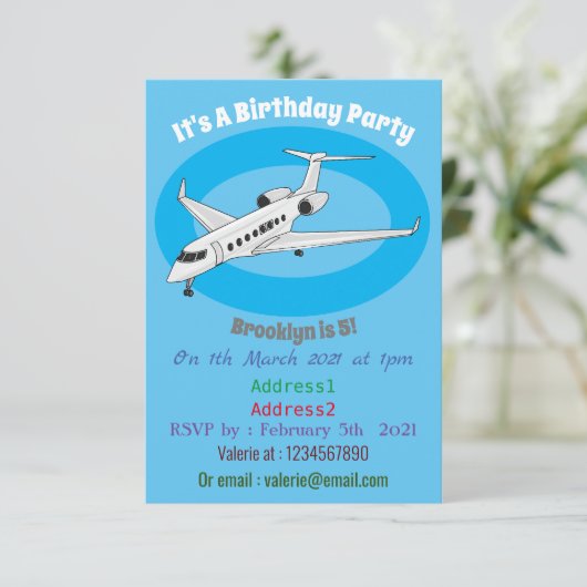 プライベートジェット漫画イラストレーション 招待状 (スタンド正面)