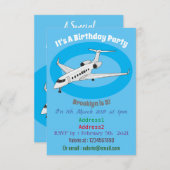 プライベートジェット漫画イラストレーション 招待状 (正面/裏面)