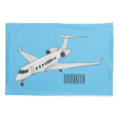 プライベートジェット漫画イラストレーション 枕カバー (裏面)