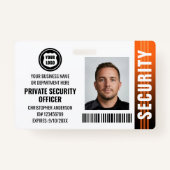 プライベートセキュリティガードオフィサーフォトロゴオレンジ バッジ (正面)