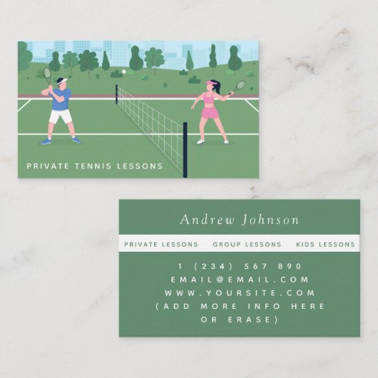 プライベートテニスコースモダンコートイラストレーション 名刺 (正面/裏面)