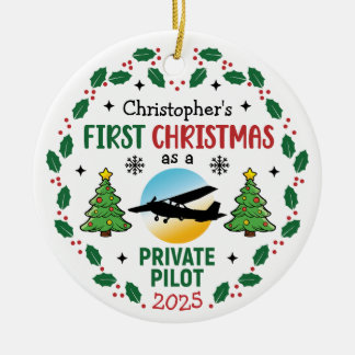 プライベートパーソナライズされたパイロット名前をカスタムするクリスマス セラミックオーナメント