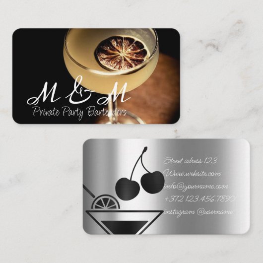 プライベートパーティーバーテンダーのためのあなたの特別なイベント 名刺 (正面/裏面)