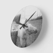 プライベートプロパティホースブラック&ホワイト ラウンド壁時計 (傾斜)