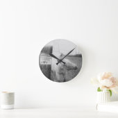 プライベートプロパティホースブラック&ホワイト ラウンド壁時計 (ホーム)