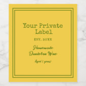プライベートラベル自家製ダンデリオンワイン ワインラベル (シングルラベル)