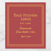 プライベートラベル自家製懸命アップルサイダーワイン ワインラベル (シングルラベル)