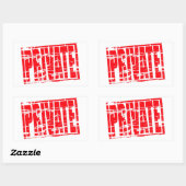 プライベートレッドゴム印紙効果 長方形シール (シート)