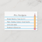 プライベート先生家庭教師パーソナライズされたフラッシュカード 名刺 (正面)