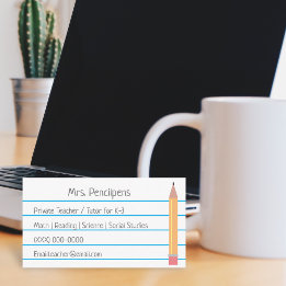 プライベート先生家庭教師パーソナライズされたフラッシュカード 名刺