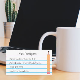 プライベート先生家庭教師パーソナライズされたフラッシュカード 名刺