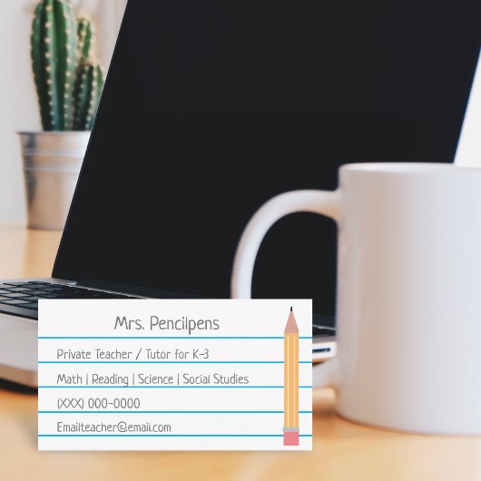 プライベート先生家庭教師パーソナライズされたフラッシュカード 名刺