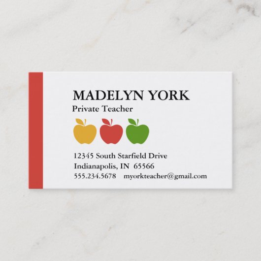 プライベート先生家庭教師 予約カード (正面)