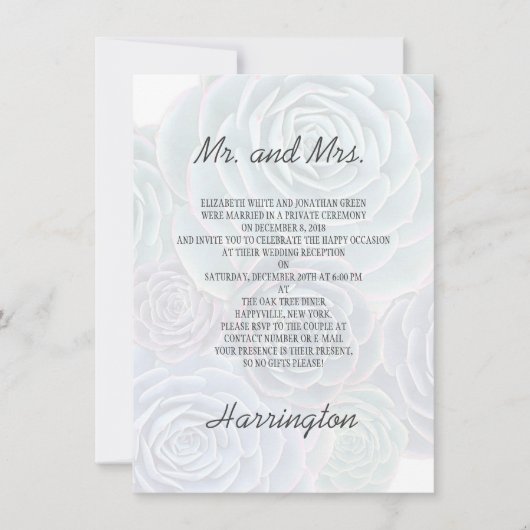 プライベート結婚式の招待状 多肉植物 招待状 (正面)