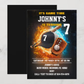 プライベート野球ゲームの誕生日パーティー 招待状 (正面/裏面)