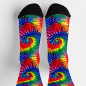 プライマリカラーズブライトおもしろいレトロ絞り染めらせん状 ソックス (上部)