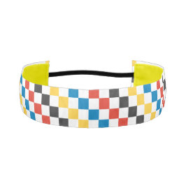 プライマリカラーパッチワークグリッド非ヘッドバスリップまたは滑ることンド アスレチックヘッドバンド