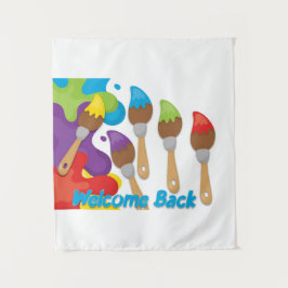 プライマリカラー付きウェルカムバックペイントブラシ タペストリー