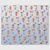 プライマリカラー子供の誕生日パーティー ラッピングペーパー (フラット)