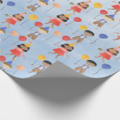 プライマリカラー子供の誕生日パーティー ラッピングペーパー (角)