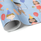 プライマリカラー子供の誕生日パーティー ラッピングペーパー (ロールコーナー)