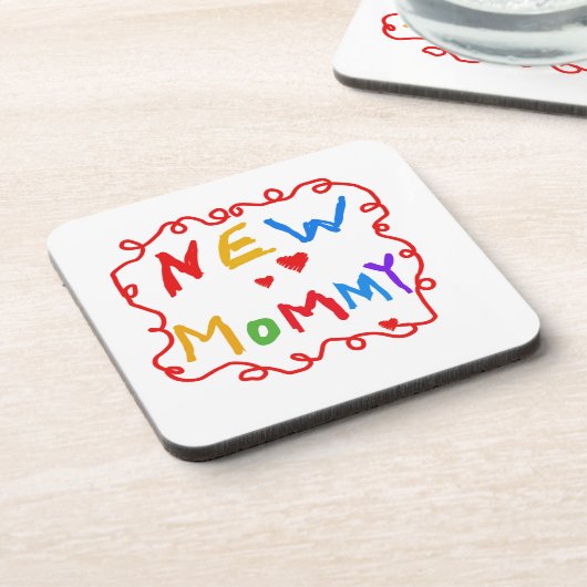 プライマリカラー文字新しいママの贈り物 コースター (左側)