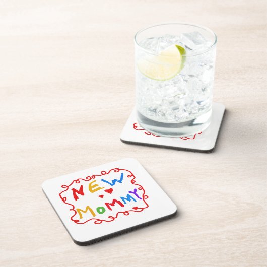 プライマリカラー文字新しいママの贈り物 コースター (右側)