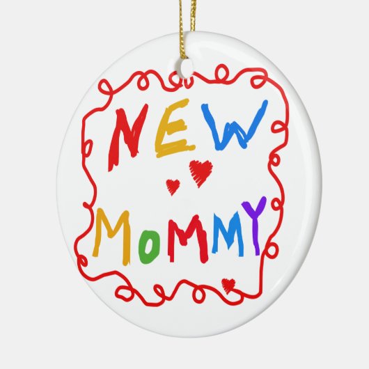 プライマリカラー文字新しいママの贈り物 セラミックオーナメント (左)