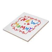 プライマリカラー文字新しいママの贈り物 タイル (側面)