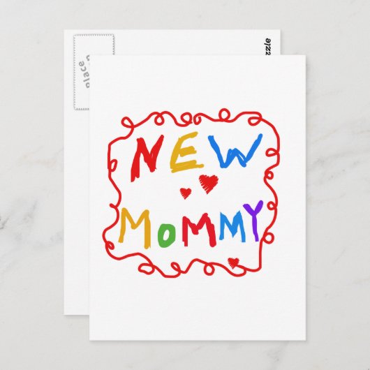 プライマリカラー文字新しいモミーTシャツ ポストカード (正面/裏面)