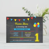 プライマリカラー誕生日ガールズボーイズ1stワン招待状 招待状 (スタンド正面)