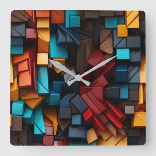 プライマリキューブ スクエア壁時計 (正面)