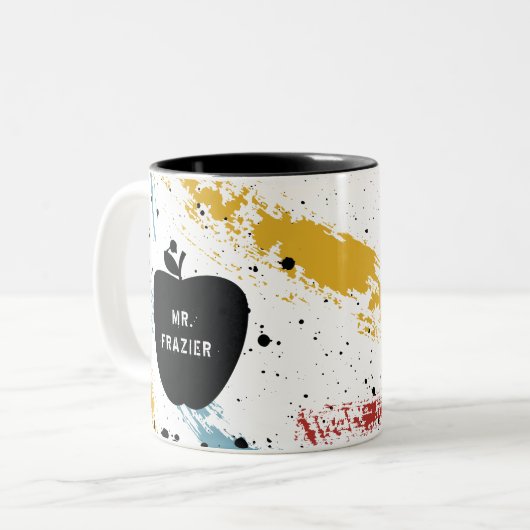 プライマリブラシストローク抽象芸術アート先生Apple ツートーンマグカップ (正面左)