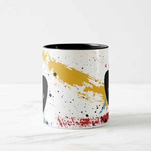 プライマリブラシストローク抽象芸術アート先生Apple ツートーンマグカップ (中央)