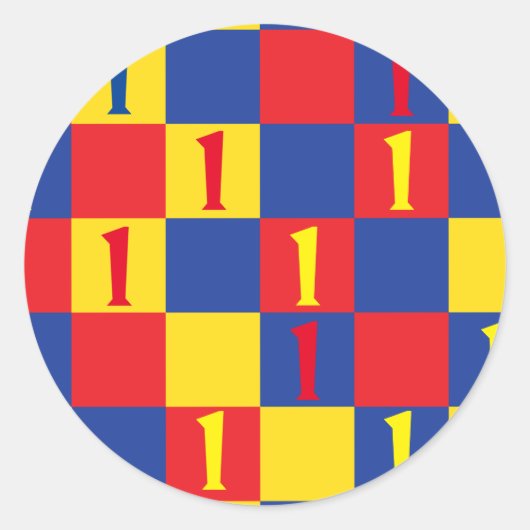 プライマリーカラーキッズ1st誕生日パーティー ラウンドシール (正面)