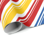 プライマリーカラーズホワイトキャンディーケーンストライプホリデー ラッピングペーパー (ロールコーナー)