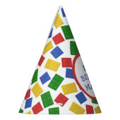 プライマリーカラートイ建物ブリックパターンプリント パーティーハット (左)