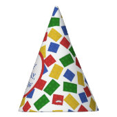 プライマリーカラートイ建物ブリックパターンプリント パーティーハット (右)