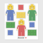 プライマリーカラートイ建物レンガと姿 シール (シート)