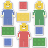 プライマリーカラートイ建物レンガと姿 シール (正面)