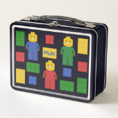 プライマリーカラートイ建物レンガと姿 メタルランチボックス (正面)
