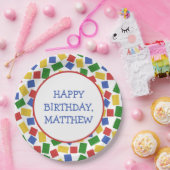 プライマリーカラートイ建物レンガ誕生日パーティー ペーパープレート (パーティー)