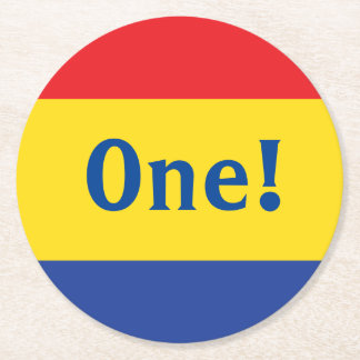 プライマリーカラーバースデーパーティー ラウンドペーパーコースター