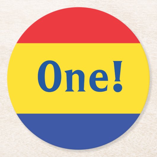 プライマリーカラーバースデーパーティー ラウンドペーパーコースター (正面)