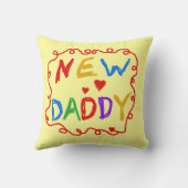 プライマリーカラー新しいパパのプレゼント クッション (裏面)